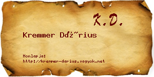 Kremmer Dárius névjegykártya